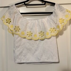 Miami White Crop Ruffled Blouse